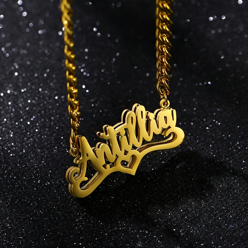 Personalized Shiny Frosted Name Double Necklace, Bohemian Gift